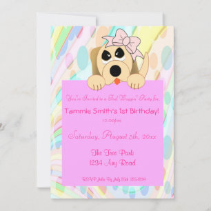 Invitation Chien de fille avec sa corneille 1er signe d'anniv