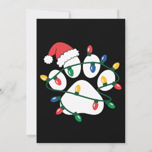 Invitation Chien de Noël Empreinte de Patte Chapeau de Père N