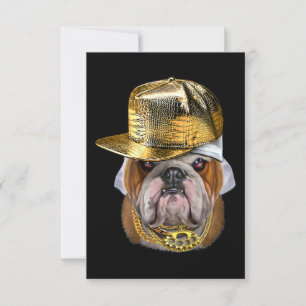 Invitation Chien de taureau anglais grincheux portant Rapper 