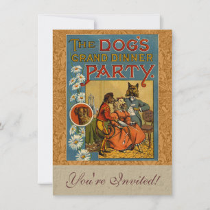 Invitation Chien Dinner Party Chien Vintage illustration
