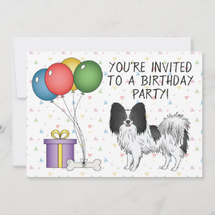 Invitation Chien mignon De Papillon Noir Et Blanc - Anniversa