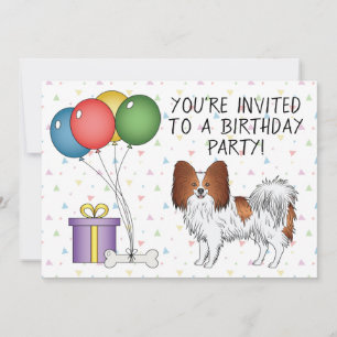 Invitation Chien mignon De Papillon Rouge Et Blanc - Annivers