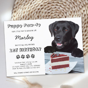 Invitation Chien mignon fête d'anniversaire Black Lab Puppy