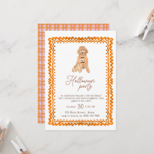 Invitation Chien Orange Preppy Citrouille Halloween Party