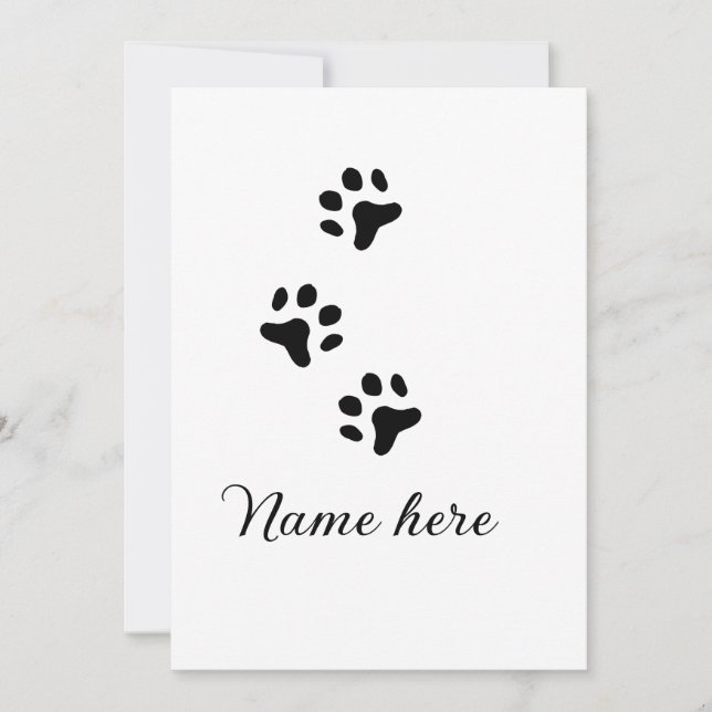 Invitation Chien patte noir animal ajouter nom texte animal p (Devant)