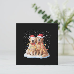 Invitation Chien Retriever doré Noël Chapeau de Père Noël Ren