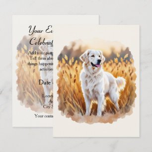 Invitation Chien Retriever Golden Blanc