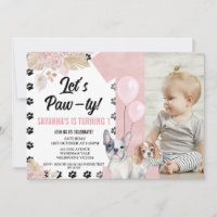Chien rose Noir Boho Paw-ty Floral 1er anniversair