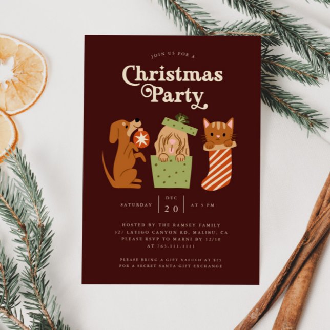 Invitation Chien rouge de la fête de Noël (Créateur téléchargé)