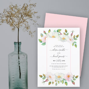 Invitation Chien sauvage blanc et rose rousse rose mariage fl