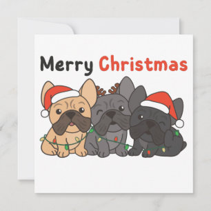 Invitation Chiens Bouledogues Français de Noël Animaux Chiens