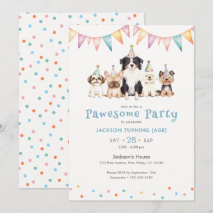 Invitation Chiens de fête formidables Anniversaire garçons âg