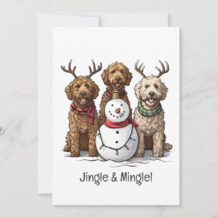 Invitation Chiens de Noël Goldendoodle