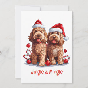 Invitation Chiens De Noël Goldendoodle Jingle Et Mingle