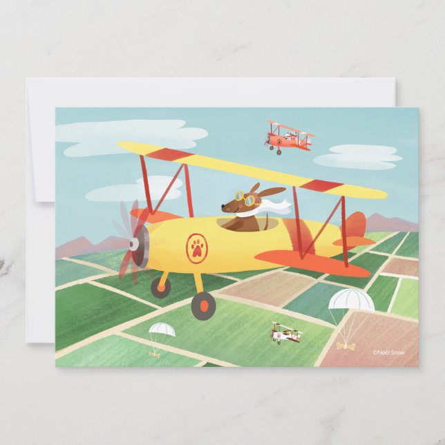 Invitation Chiens de pilote d'avion do-it-yourself blancs (Devant)