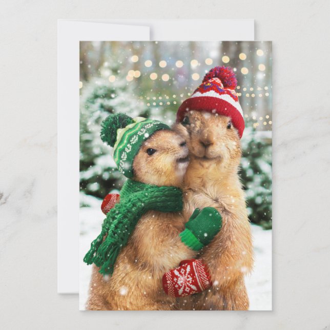 Invitation Chiens de Prairie de Noël (Devant)