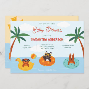 Invitation Chiens d'été sur le Baby shower de plage