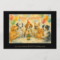 Chiens drôles buvant du champagne Fête d'anniversa