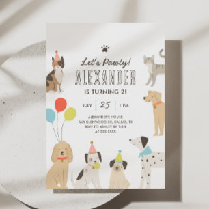 Invitation Chiens et chats Chien chaton Chaton Faisons Pawty 