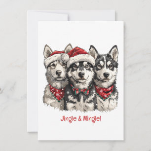 Invitation Chiens Husky Jingle Et Mingle Christmas
