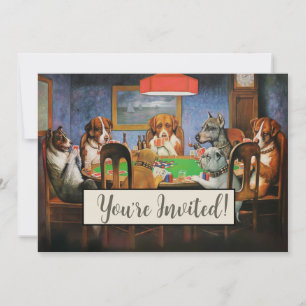 Invitation Chiens jouant au poker par C.M. Coolidge