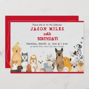 Invitation Chiens mignons pour la fête d'anniversaire des enf