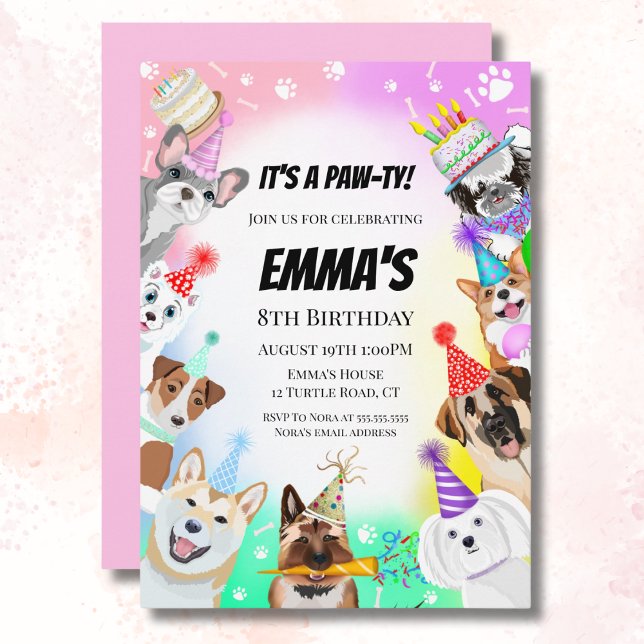 Invitation Chiens paw-ty avec la fête du gâteau (Créateur téléchargé)