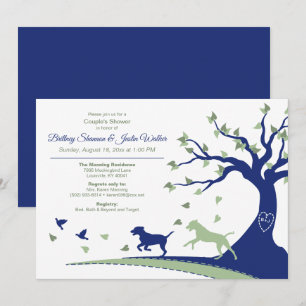 Invitation Chiens pourchassant les oiseaux Douche de Couple