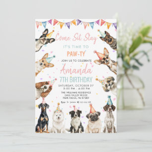 Invitation Chiens puppy Pawty Anniversaire