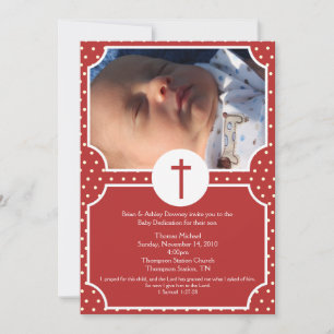 Invitation Chiens rouges Baptême bébé Dédication 5x7 photo