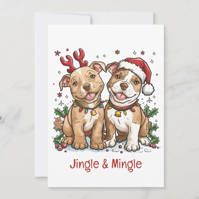 Invitation Chiens Taureau Jingle Et Mingle (Devant)