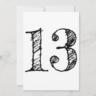 Invitation chiffre 13 numéro treize manuscrit géant