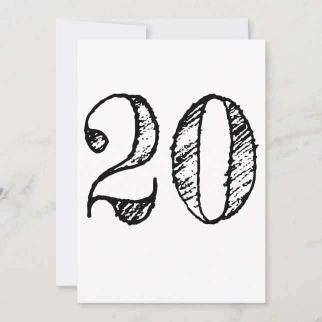 Invitation chiffre 20 numéro vingt manuscrit géant (Devant)
