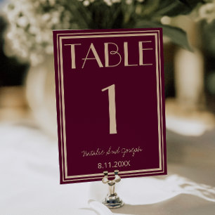 Invitation Chiffre de Table de Mariage Beige Figue Élégant An