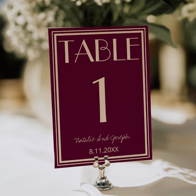 Invitation Chiffre de Table de Mariage Beige Figue Élégant An (Créateur téléchargé)