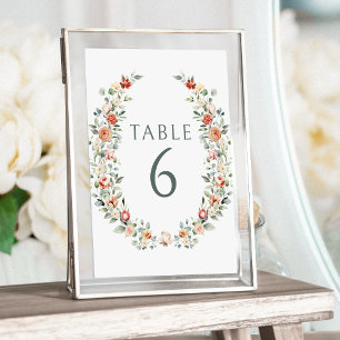 Invitation Chiffres de la table mariage de couronnes à fleurs