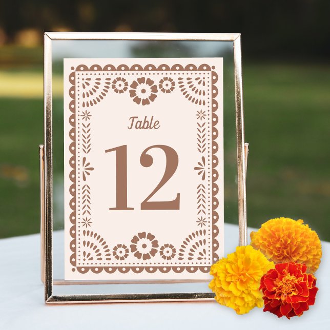Invitation Chiffres de table Mariage Picado Papel Neutre Chic (Créateur téléchargé)
