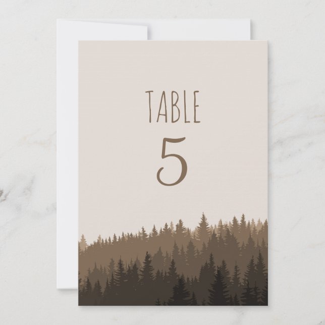 Invitation Chiffres de table Rustic Mountain en brun (Devant)