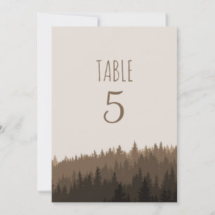 Invitation Chiffres de table Rustic Mountain en brun