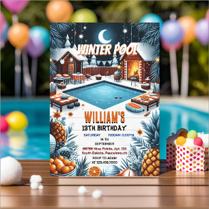 Invitation chil bruh Barbeque Winter Pool Party 13e anniversa