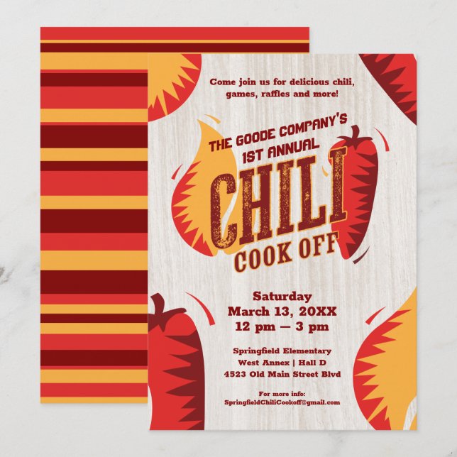 Invitation Chili Cook Off Corporate Party | Concours BBQ (Devant / Derrière)