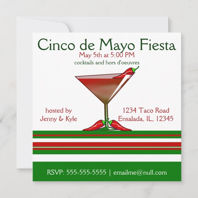 Invitation Chilitini Cinco de Mayo Fiesta Party (Devant)