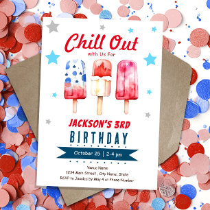 Invitation Chill Out Kids Summer Ice Pop 3e anniversaire