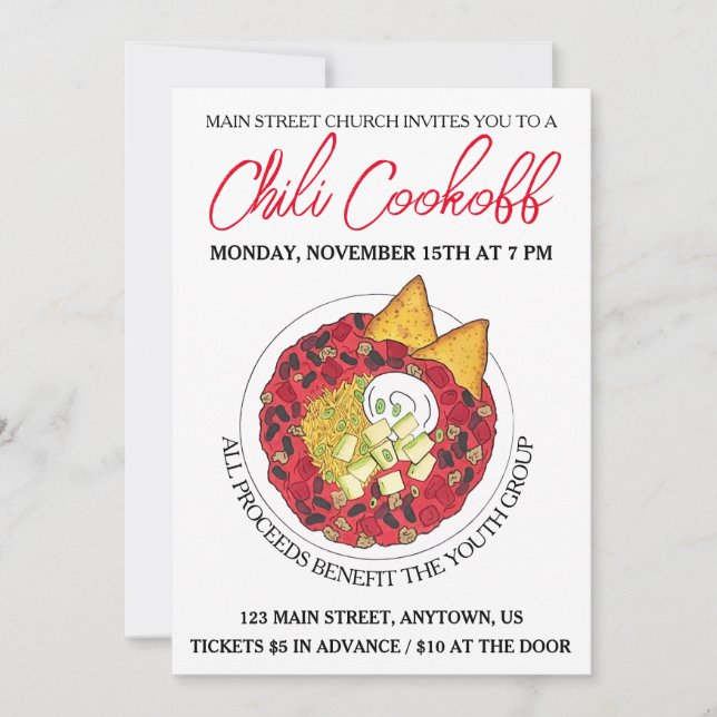 Invitation Chilli Soupe Concours de cuisine Concours de soupe (Devant)