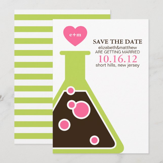 Invitation Chimie Parfaite Mariage Enregistrer la Date (Devant / Derrière)