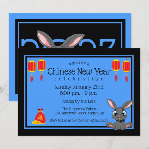 Invitation Chine 2023 Cartoon Rabbit de Nouvel An