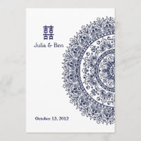 Chine bleu blanc porcelaine double bonheur