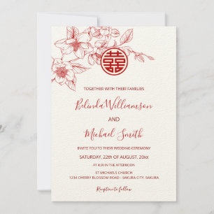 Invitation Chinois bilingue   Magnolia Cream Mariage chinois