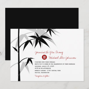 Invitation chinois de mariage d'arbre en bambou