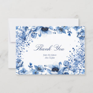Invitation Chinoiserie asiatique Merci Floral bleu clair